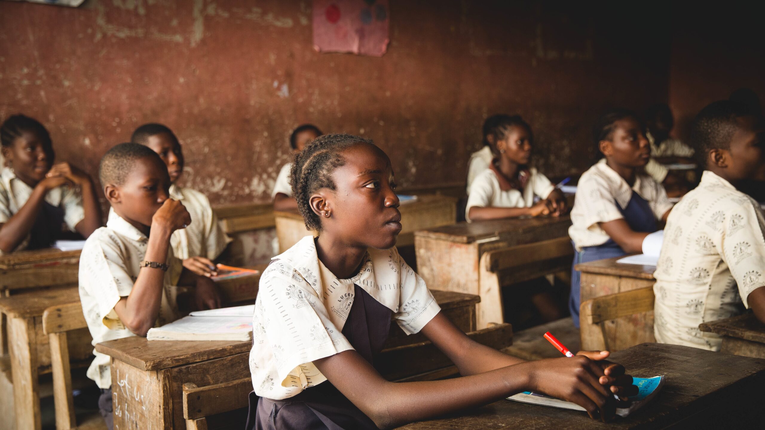 Rural classroom in Tanzania with children learning